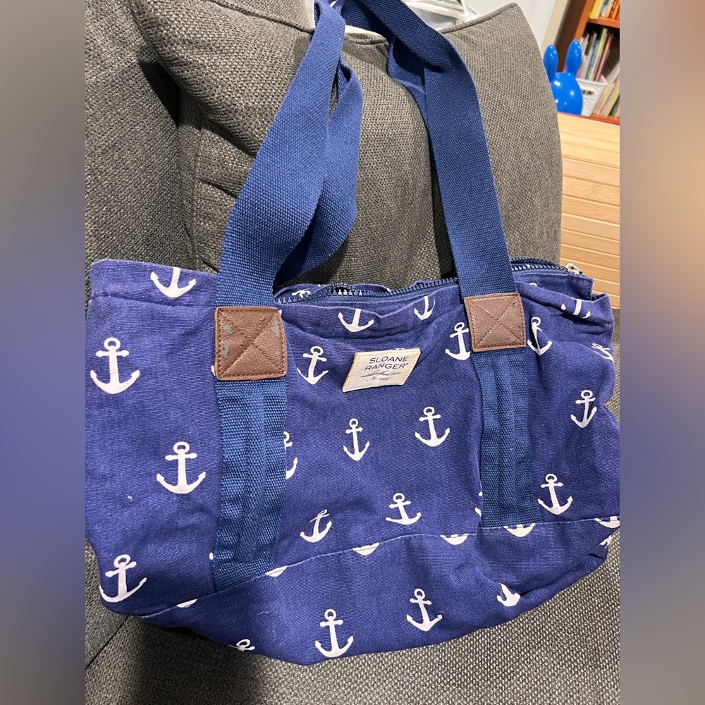 Sloane Ranger Navy Anchor Tote Bag